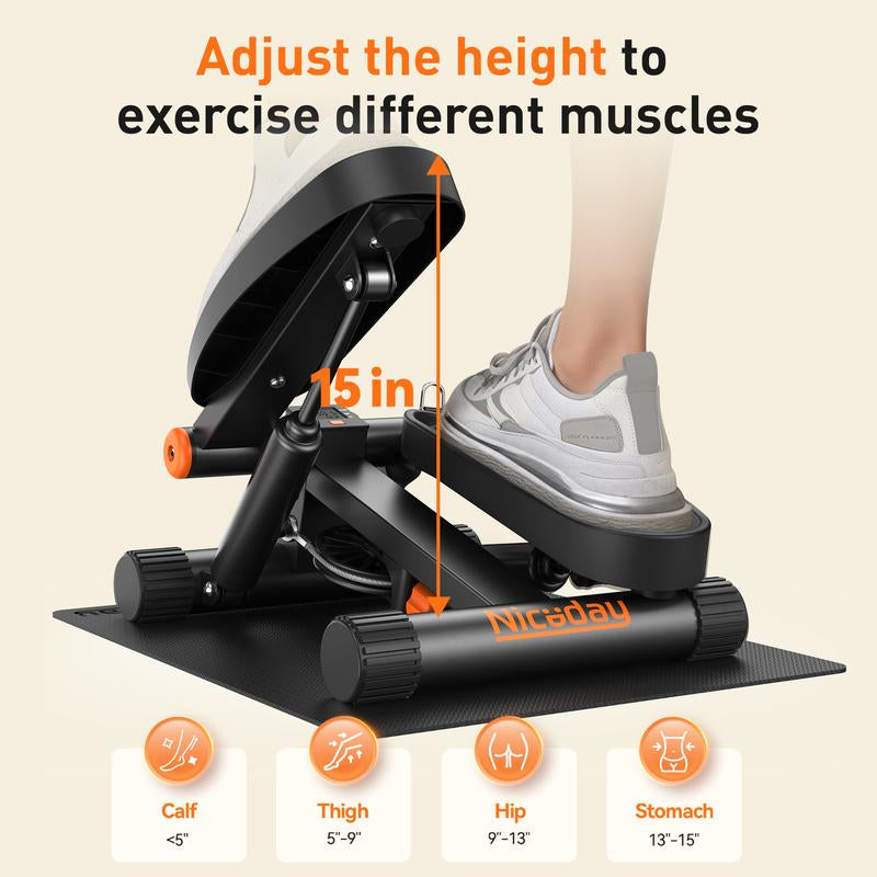 Niceday Stair Stepper for Exercise,Compact Hydraulic Stepper for Effective Cardio & Leg Workouts, Home Gym & Office Use, LCD Monitor, 300LB Weight Limit
