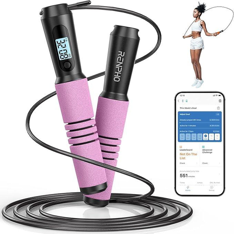 Smart Jump Rope, Fitness Skipping Rope with APP Data Analysis, Workout Jump Ropes for Home Gym, Crossfit, Jumping Rope Counter for Exercise for Men, Women
