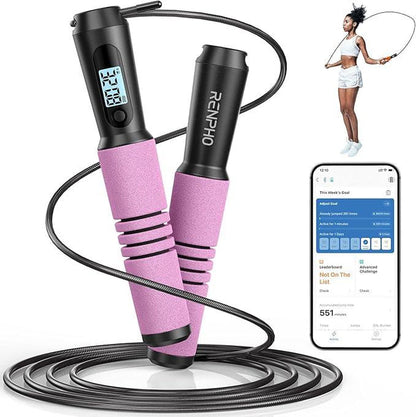 Smart Jump Rope, Fitness Skipping Rope with APP Data Analysis, Workout Jump Ropes for Home Gym, Crossfit, Jumping Rope Counter for Exercise for Men, Women